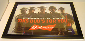 2015 Budweiser Beer Armed Forces Military Mirror Bar Sign This Bud's For You