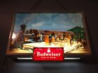 Killer 1950s Vtg Budweiser Lighted Beer Bar Sign Train Locomotive Horse St Louis