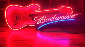 2003 or 2004 Budweiser Beer  Neon Aria Electric Guitar Neon Beer Sign Man Cave.