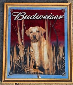 BUDWEISER BUSCH BEER MIRROR SIGN 2000 Yellow Labrador Retriever ~  33