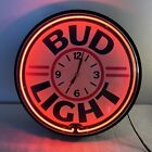 Bud Light Neon Wall Clock Lighted 20" Sign Vintage 90s Works Budweiser Bar Decor