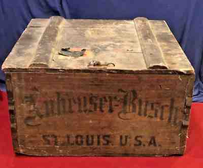 1914 VINTAGE ANTIQUE ANHEUSER BUSCH WOODEN CRATE BEER USED AT CHICAGO BRANCH