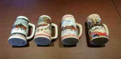 1982, 1984, 1985, 1986 Budweiser Holiday Beer Mugs Steins