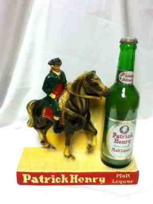 Fox Deluxe brewing patrick Henry malt liquor beer sign statue chalk chalkware 