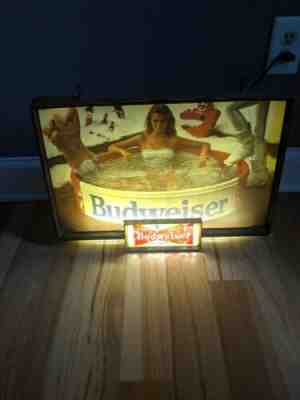  Vintage Budweiser Modified Raymond Price. Beautiful Woman Hot Tub Lighted Sign 