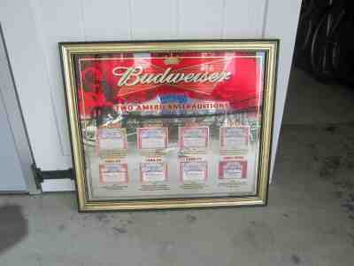 2007 BUDWEISER FOOTBALL TWO AMERICAN TRADITIONS MIRRORED FRAMED LABEL SIGN