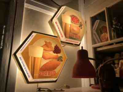 Pair Of Rare Vintage 1950s Budweiser light up sign Bar Food Diner Retro Antique