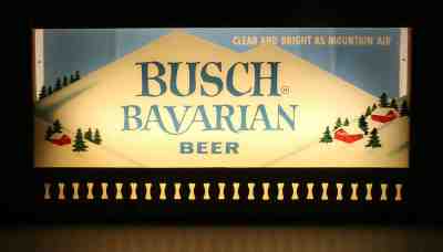 BUSCH BAVARIAN SNOW MOUNTAIN SCENE LIGHTED BEER SIGN ANHEUSER-BUSCH ST LOUIS BUD