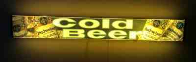 Budweiser Cold Beer Fluorescent Light Up  Beer Sign Vintage 1989 Anheuser-Busch