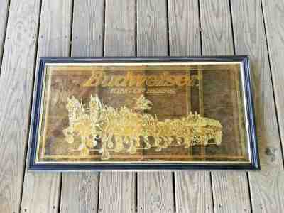 Budweiser All Gold Mirror Sign Special Limited Edition Bar Mirror Framed Horses