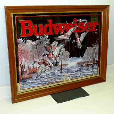 Budweiser Beer Mirror, Wood Ducks, Marsh, 1994 Wildlife, No. 102-306, Large