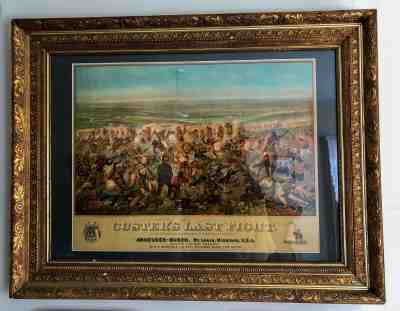 Large Antique Anheuser Busch Budweiser CUSTER'S LAST FIGHT Lithograph - C.1896 