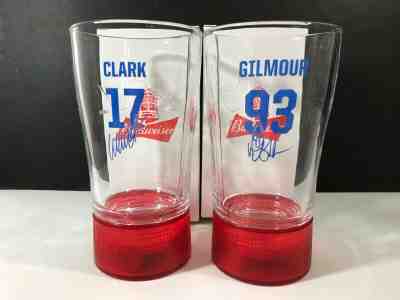 2 Budweiser Goal Red Light Glasses Beer 17 Clark 93 Gilmour Toronto Maple Leafs