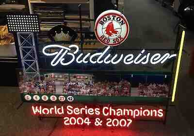 BOSTON RED SOX BUDWEISER FENWAY PARK W.S. CHAMPS 2004 & 2007 BEER NEON SIGN