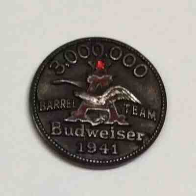 Old 1941 BUDWEISER ANHEUSER BUSCH Sterling Silver 3 Million BARREL SERVICE PIN