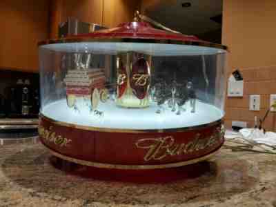 Budweiser Clydesdale Parade Rotating Carousel Light Lamp Beer Bar Vintage