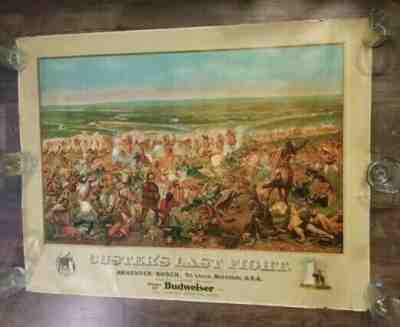 Custer's Last Fight Anhaueser Busch Budweiser Beer LITHOGRAPH Poster St. Louis 