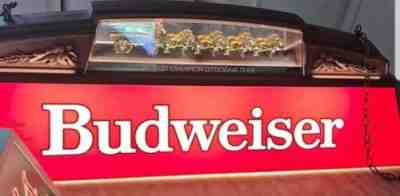 Vintage Budweiser Red Hanging Pool Table Light with Clydesdale Horses 