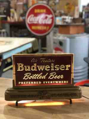 1940’s Budweiser Back Bar Lighted Sign Bud Anheuser Busch St. Louis, MO