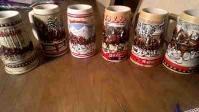 1981 BUDWEISER HOLIDAY STEIN  and 1984 1985 1986 1987 1988