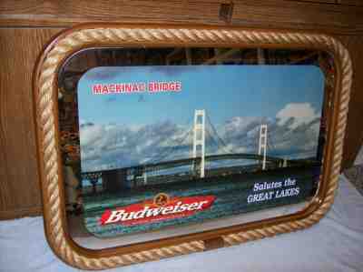 Budweiser Beer Salutes The Great Lakes Mackinac Bridge Mirror Sign