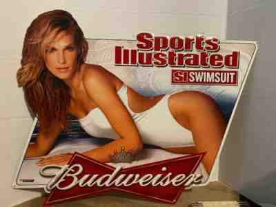 Vintage Budweiser beer sports illustrated Swimsuit Molly Sims metal sign 30”x25”