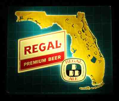 REGAL ALE•MAP OF FLORIDA• LIGHTED BEER SIGN ANHEUSER-BUSCH •MIAMI• BUD BUDWEISER