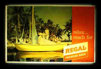 REGAL BACK BAR LIGHTED BEER SIGN ANHEUSER-BUSCH •MIAMI FLORIDA• BUD BUDWEISER AB