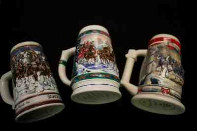 Budweiser Holiday Stein Collection !!! 10 Mugs **TAKE A LOOK !! NEVER USED !!**