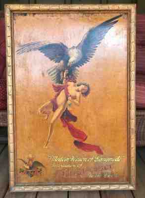 Antique Advertising Anheuser-Busch Budweiser Beer Ganymede Litho on Wood Sign