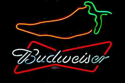 Official Budweiser  AMERICAN MADE 25X34"  Lighted Neon "CHILI PEPPER" - 2007