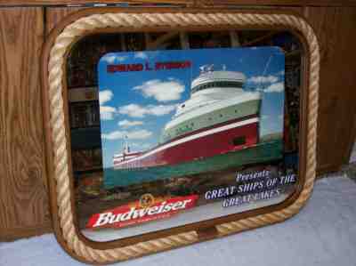 Budweiser Beer Great Ships Of The Great Lakes Edward L. Ryerson Mirror Sign