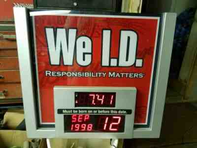 Budweiser Beer We ID Sign LED Light Up Digital Bar Clock Legal I.D. Date WORKING