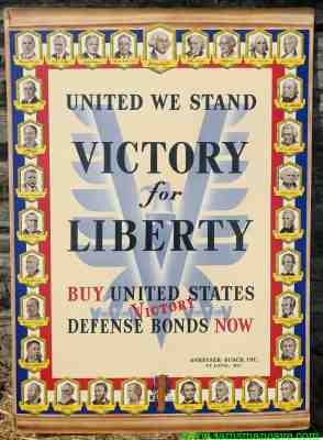 ANHEUSER-BUSCH VICTORY FOR LIBERTY CARDBOARD SIGN ©1942