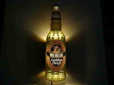 Rare VTG Michelob Golden Draft Lighted Beer Bottle 3 D Large Wall Sign