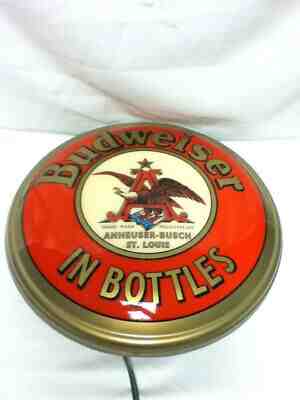 Budweiser beer sign lighted button bubble light 1998 in bottles lighted bar wall