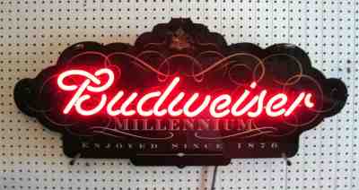 Anheuser-Busch BUDWEISER MILLENNIUM Neon Beer Sign Light Excellent Condition