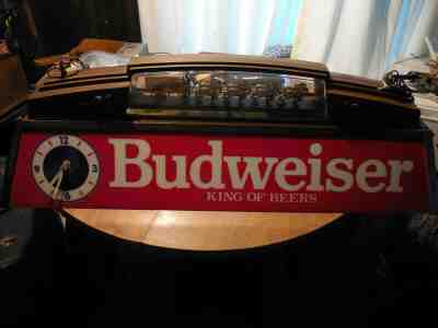 Budweiser World Champion Clydesdales Pool Table Light With Clocks Very Rare