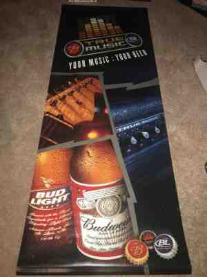 Budweiser RARE 2005 Bud Light True Music Banner Bar Guitar Man Cave Vintage Beer