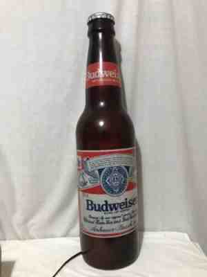 Rare Budweiser Large 36” Plastic Beer Bottle Lighted Sign