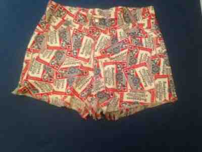 VINTAGE BUDWEISER SHORTS ALL OVER PRINT ANHEUSER BUSCH DENIM 30