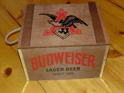 Budweiser Beer Wooden Chest Hinged Box Crate Classic American Lager ICE CHEST