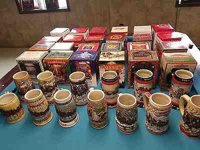 Budweiser bud Holiday Christmas Steins 1980-2018 FULL SET new in box   38 steins