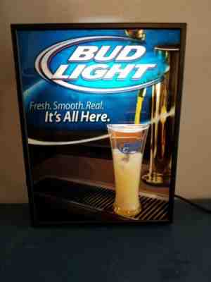 BUD LIGHT BUBBLING BEER DRAFT GLASS BUBBLER MOTION BAR SIGN AS IS