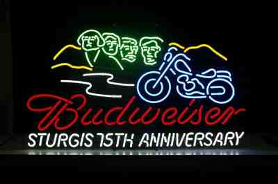 Authentic Budweiser Motorcycle Sturgis 75th Anniversary Neon Sign - RARE and NIB