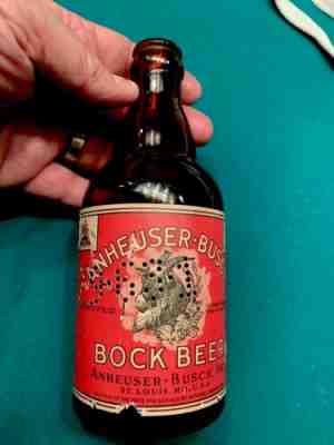 Rare Budweiser Bock Steinie Beer Bottle 