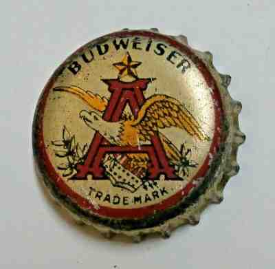  BUDWEISER (PRE-PRO) 1908-19 SOLID CORK BEER BOTTLE CAP - ST. LOUIS, MISSOURI