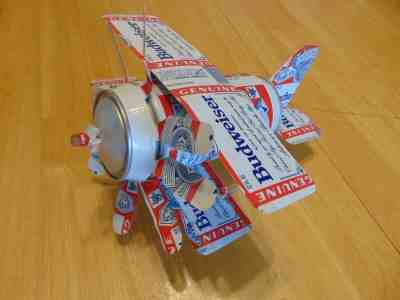 Hanging Budweiser Beer Can Bi-Plane