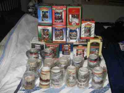 Budweiser Bud Holiday Christmas Steins set 1980 - 2004  25 steins new in box lot