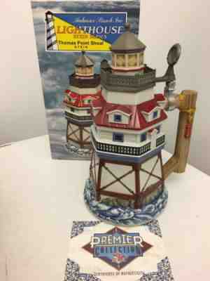 Anheuser-Busch CS509 Thomas Point MD Lidded Lighthouse Stein Budweiser BOX COA